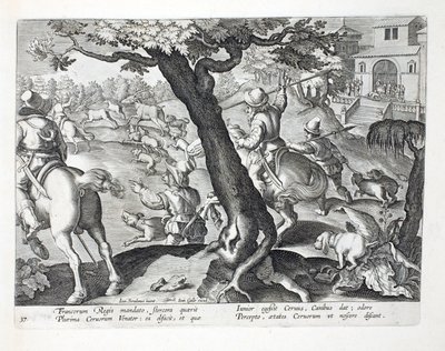 Le roi de France chassant le cerf avec des chiens, illustration de 